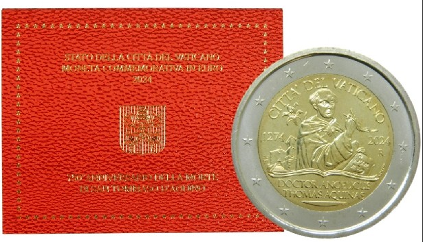 Vatican 2024 - 2 Euro Commemorative Coin - 750th Anniversary of the Death of Saint Thomas Aquinas - BU